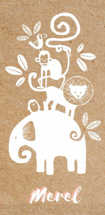 Geboortekaartje wilde dieren kraft-look - Merel