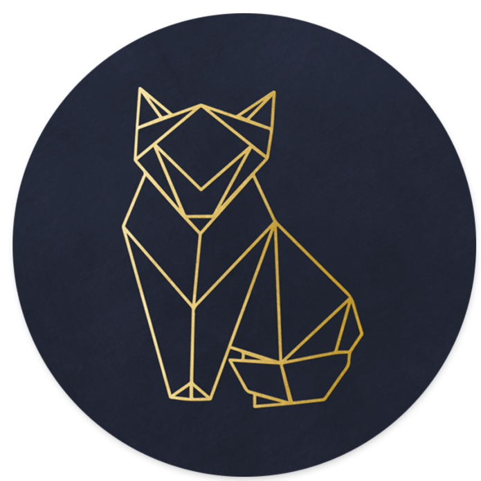 Sluitsticker origami vosje goud