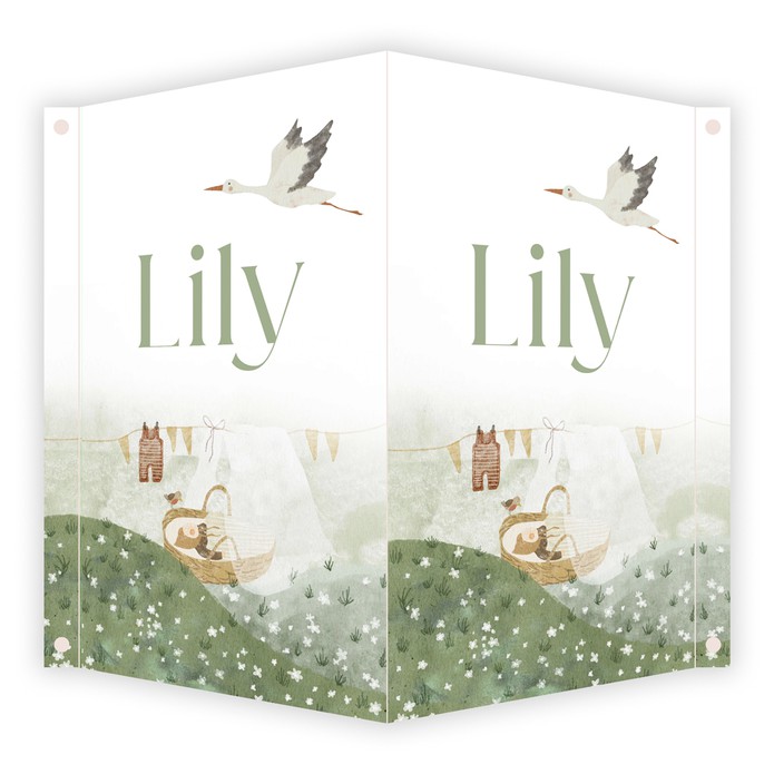 Geboortebord Lente wiegje in het gras - Lily