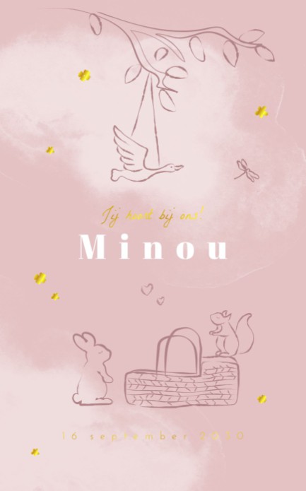 Geboortekaartje lente bosdieren Minou
