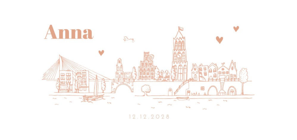 Geboortekaartje Skyline Utrecht - Anna