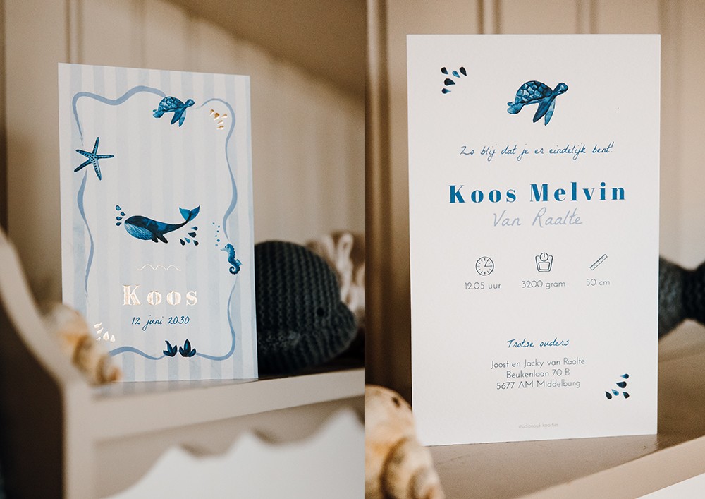 Grafisch geboortekaartje - Koos