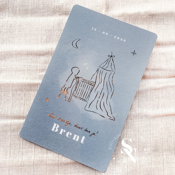 Geboortekaartje broertje lijntekening Brent