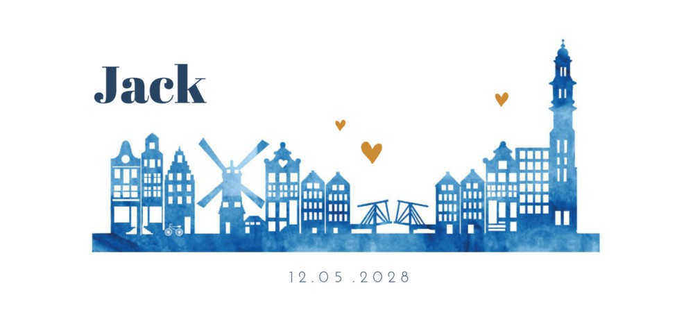 Geboortekaartje skyline Amsterdam - Jack