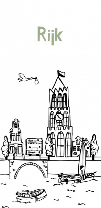 Geboortekaartje skyline Utrecht jongen - Rijk