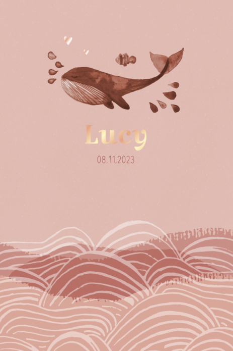 Geboortekaartje walvis roze zeedieren - Lena