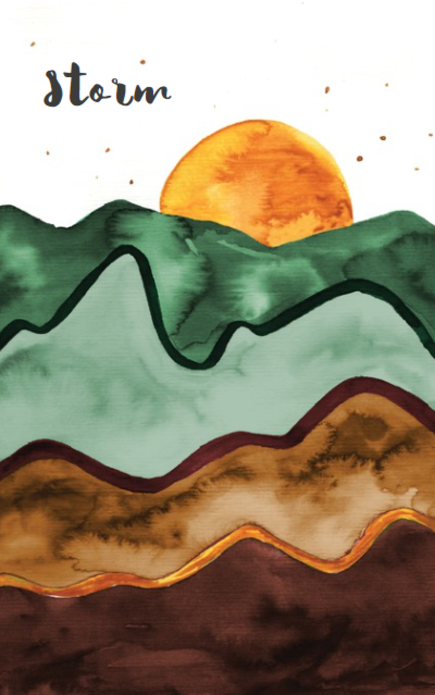 Geboortekaartje groene golven ondergaande zon - Storm