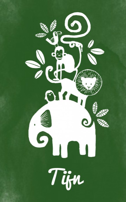 Geboortekaartje wilde dieren groen - Tijn