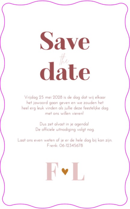 Trouwkaart wavy Frenkie en Leonie